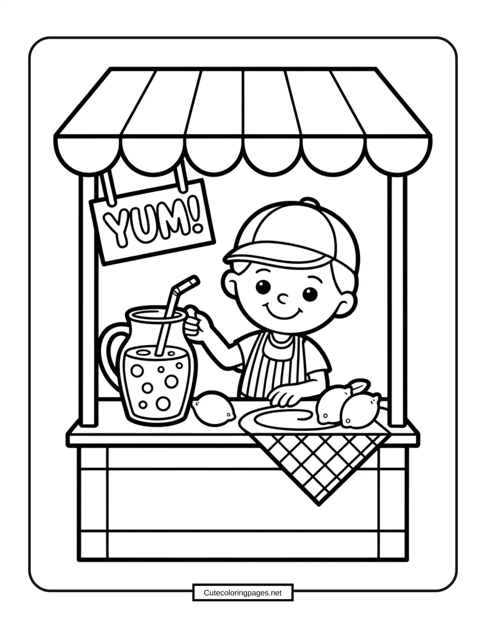  Cold Lemonade Summer Coloring Page