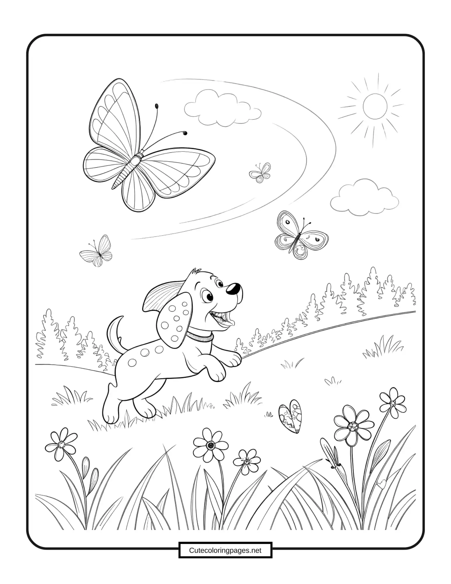 Puppy Enjoying Summer Coloring Page