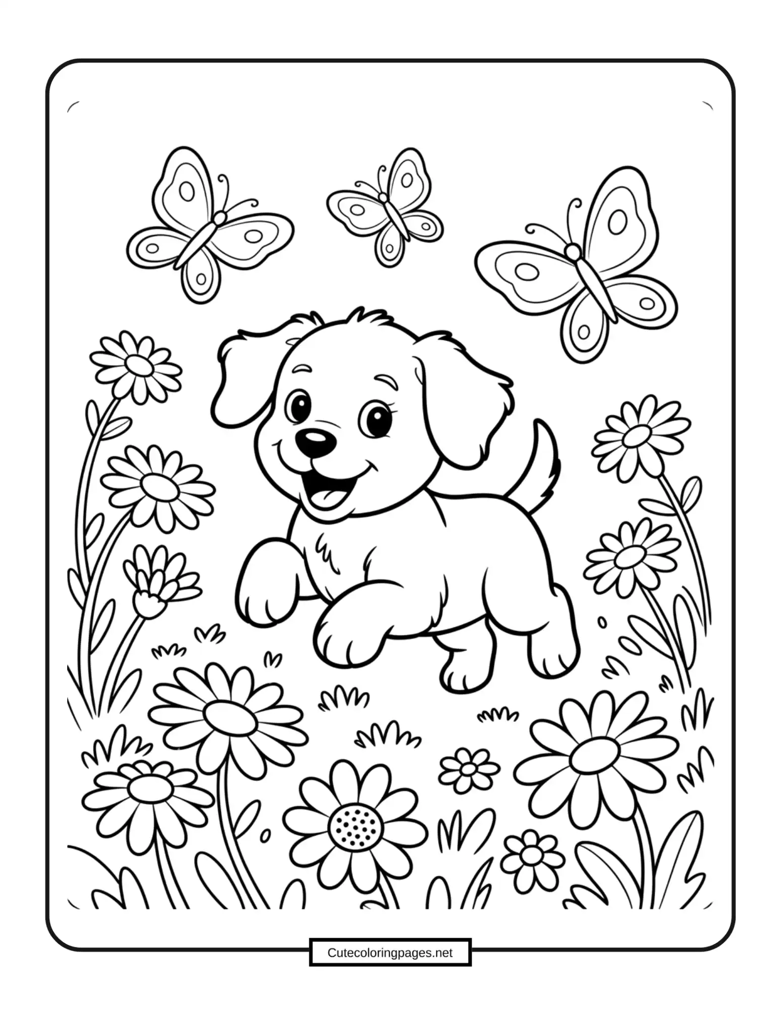 Puppy Enjoying Summer Coloring Page