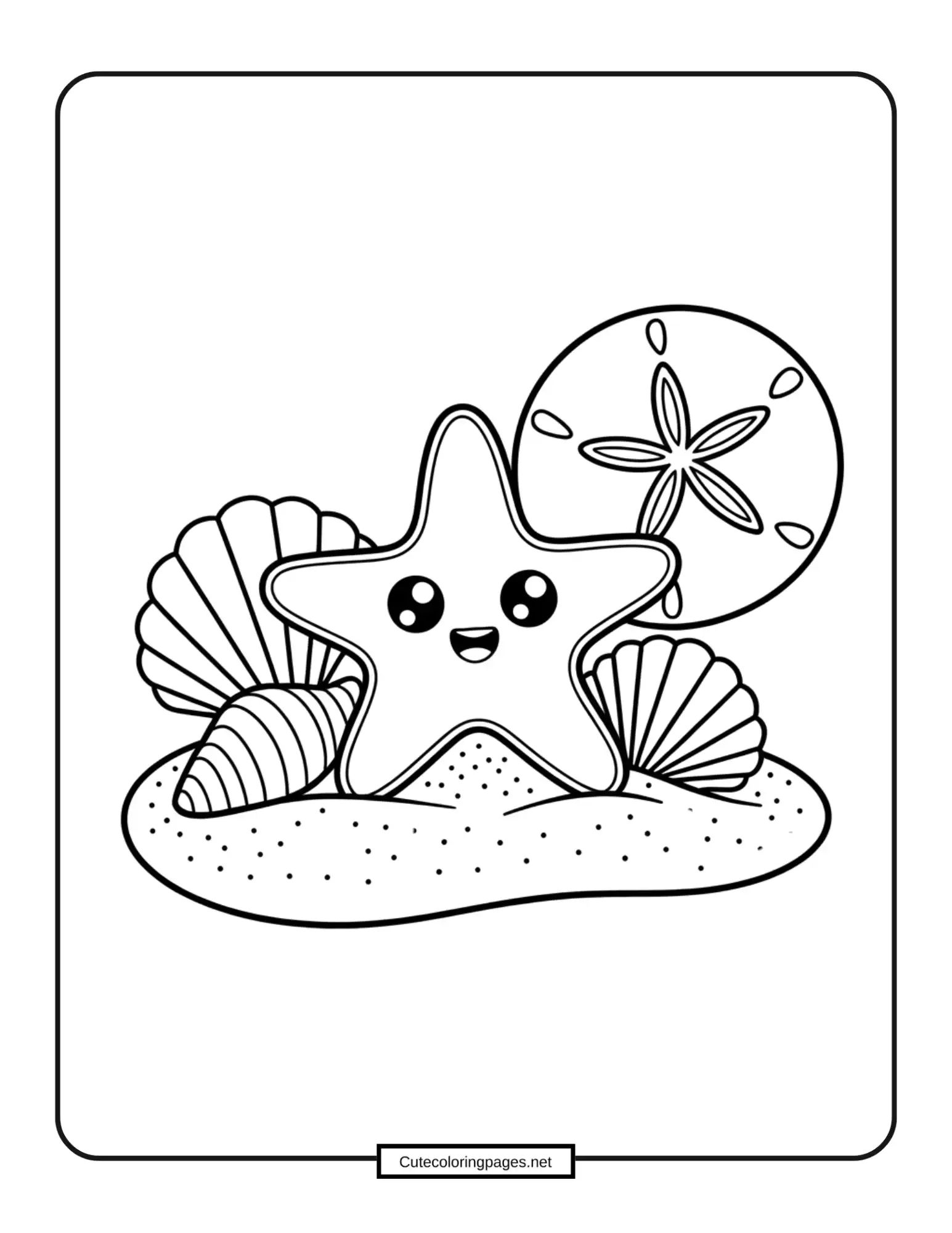 Smiling Starfish Summer Coloring Page