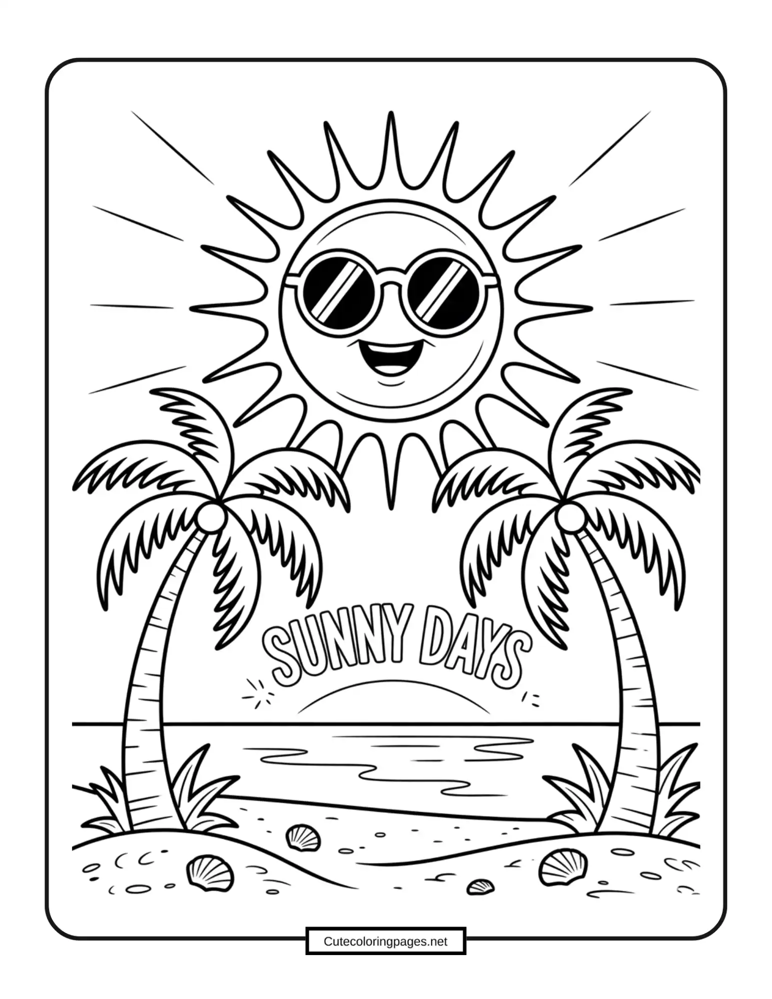 Sunny Days Summer Coloring Page 