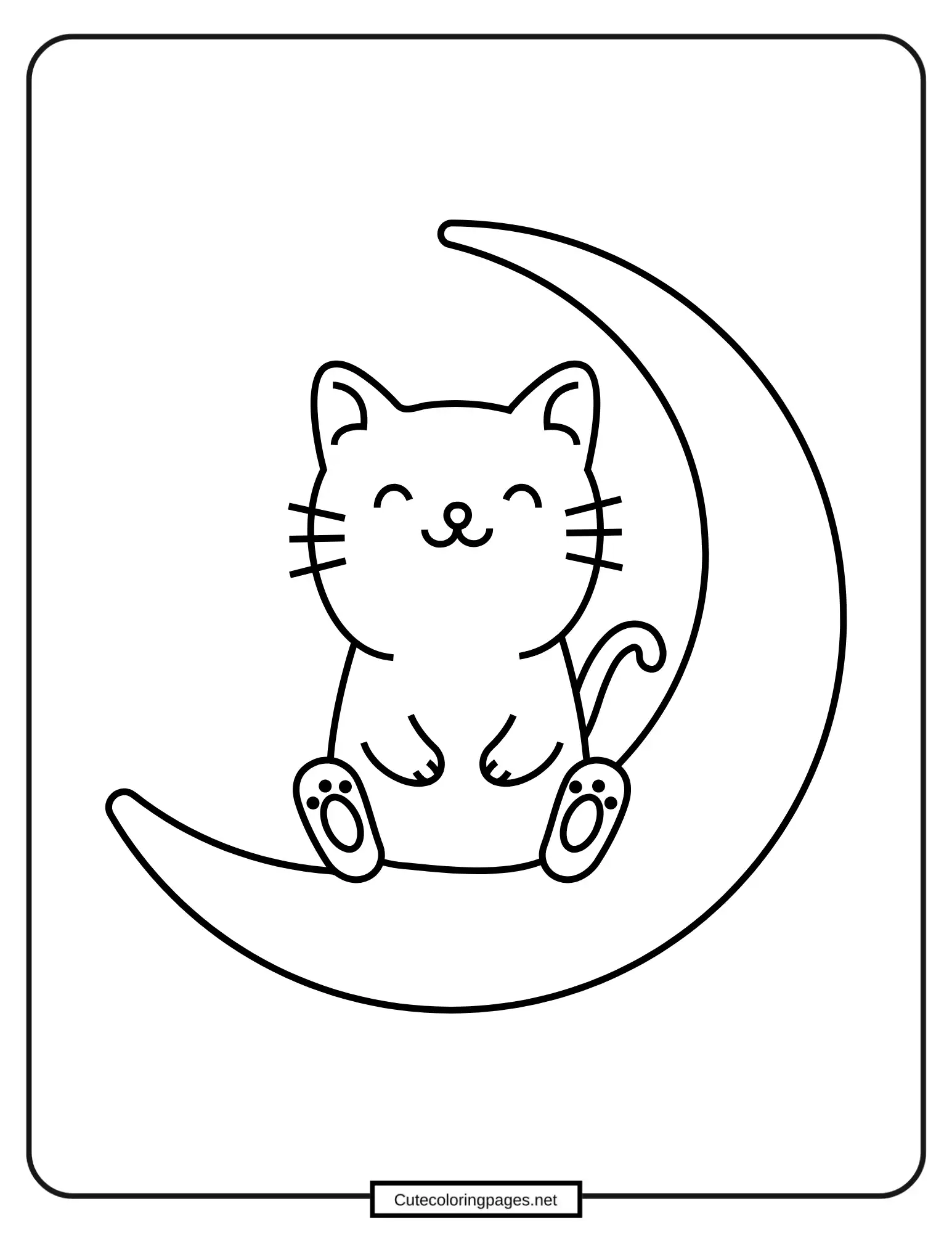 Chilling on the Moon Kitten Coloring Pages