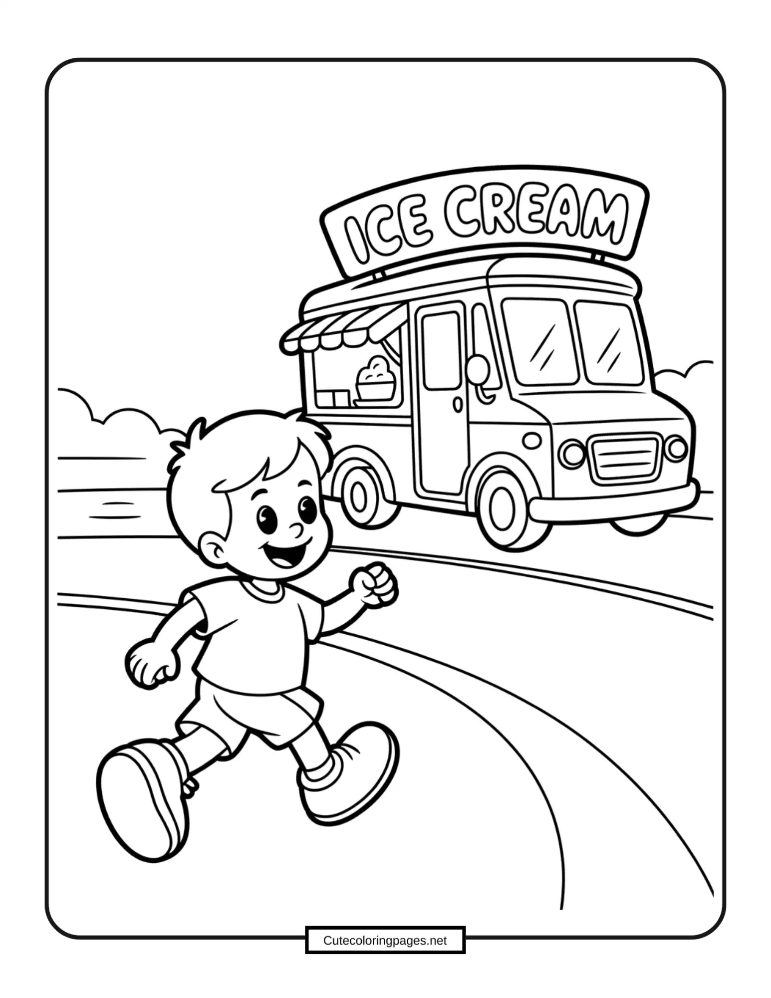 Yay! The Ice Cream Truck Summer Coloring Page 