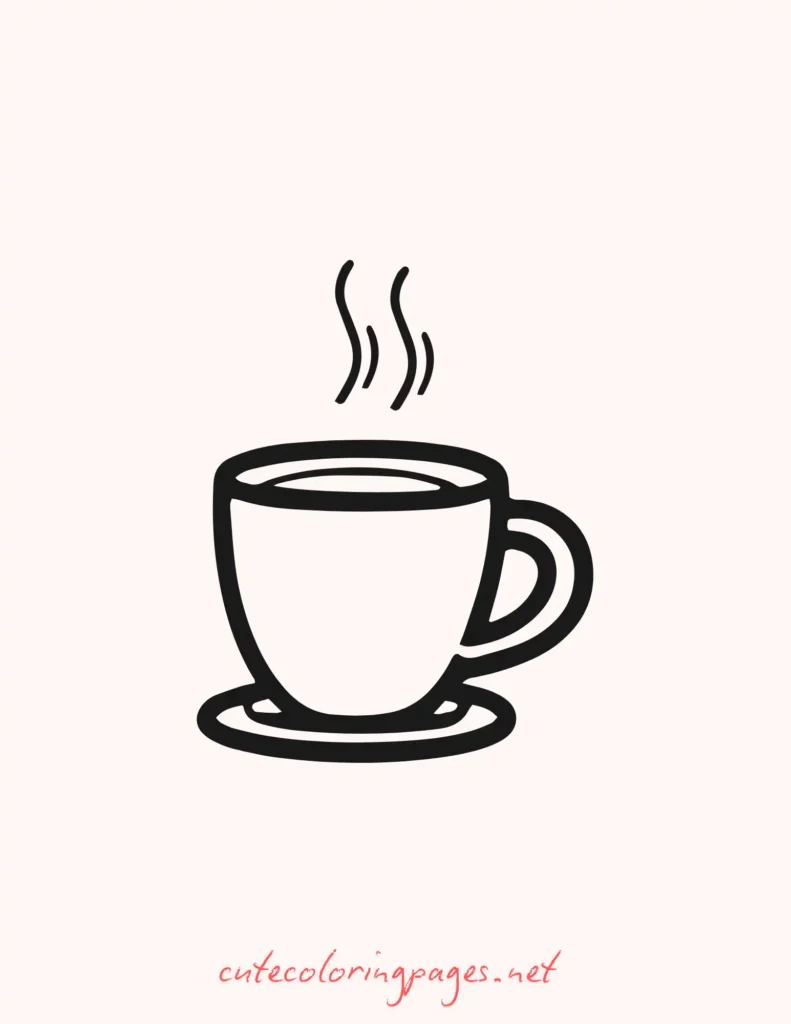 Minimalist coffee cup Asthetic drawing ideas with steam in simple black lines