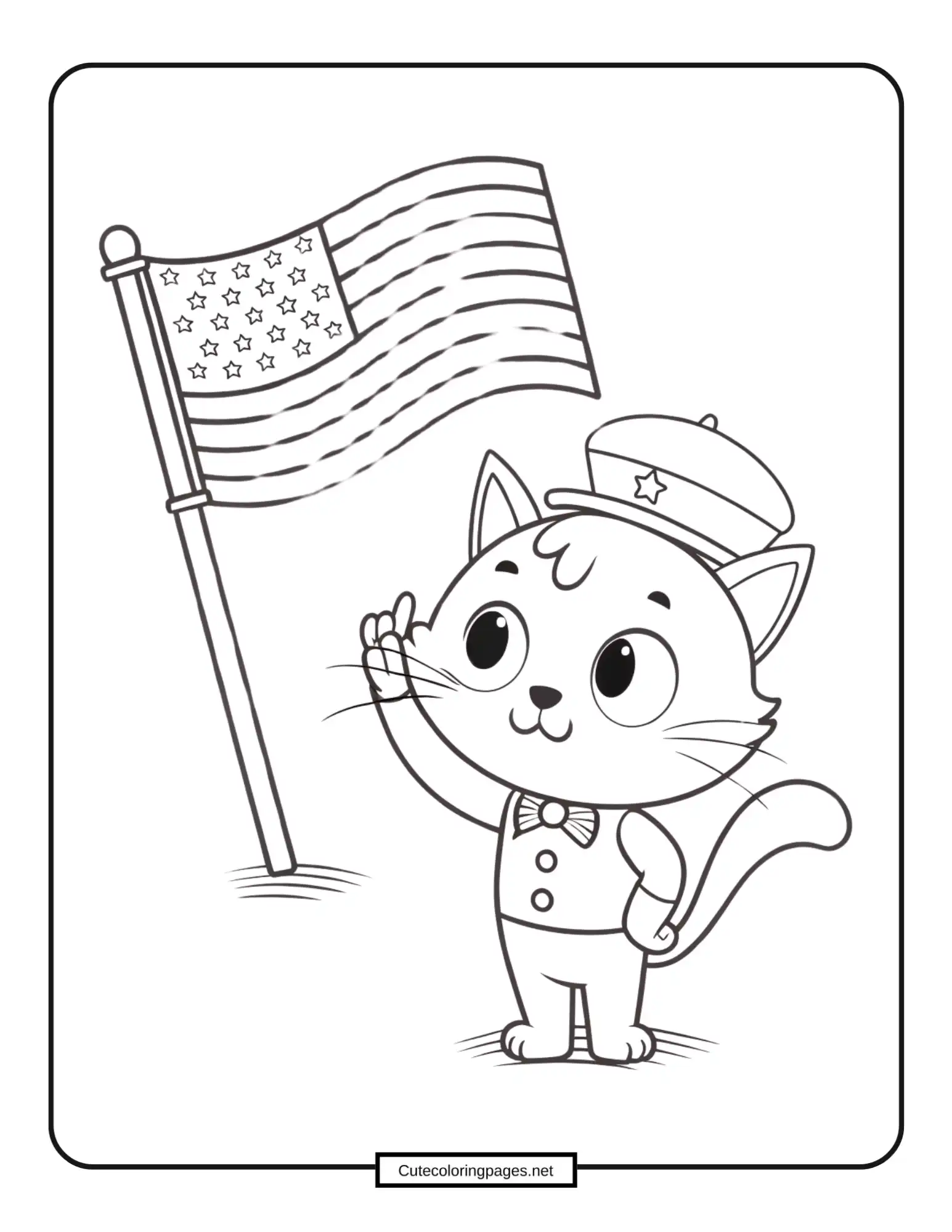 American Patriot Kitten Coloring Page 