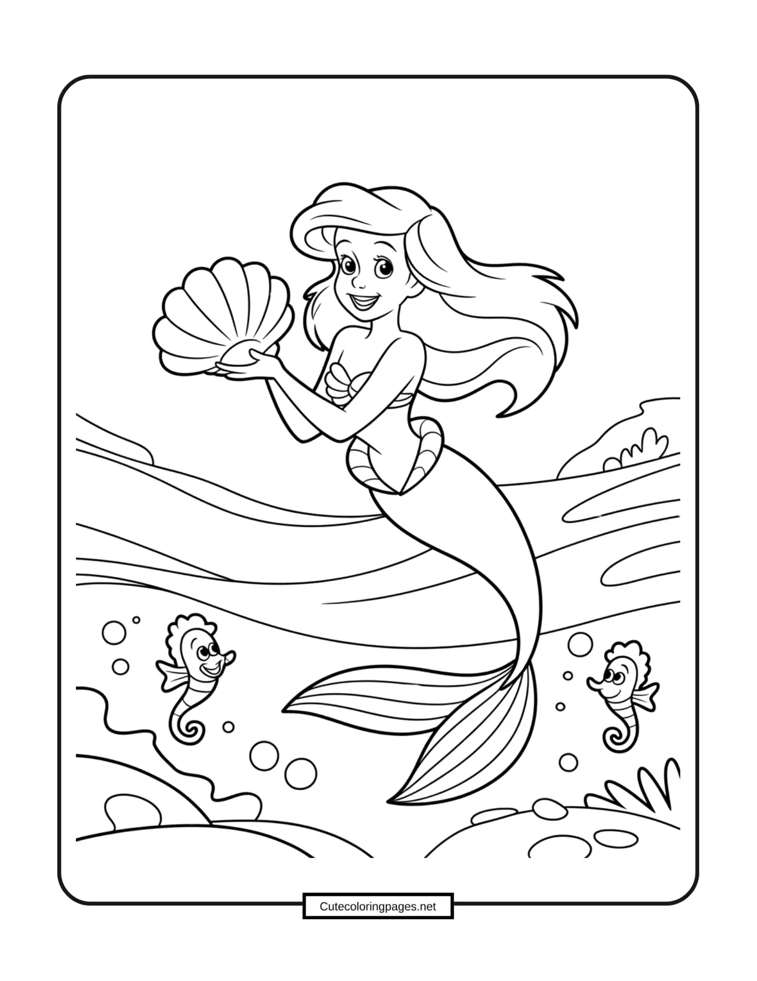 Ariel swimming disney coloring Pages
