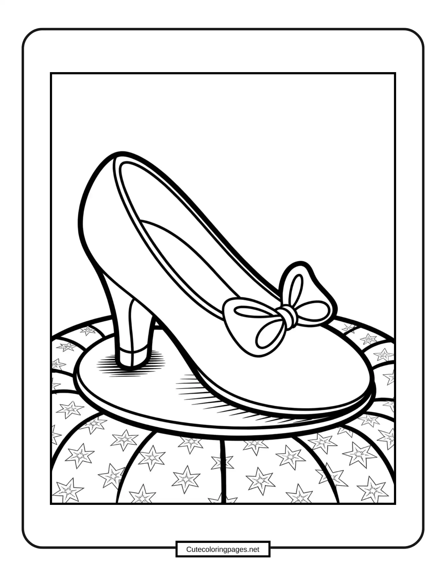 Cinderella’s glass slipper – Elegant glass slipper on a velvet cushion