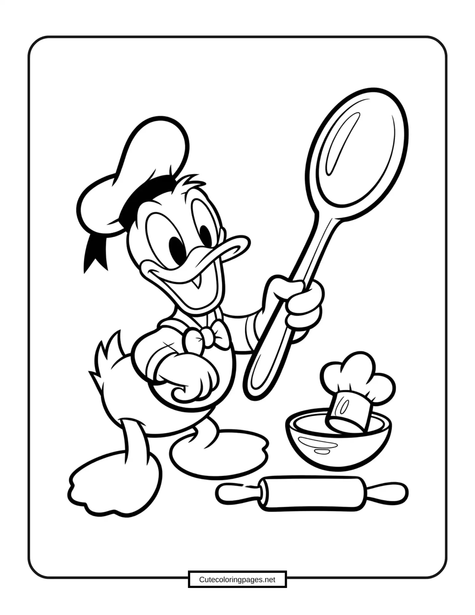 Donald Duck the Chef – Donald Duck cooking with apron and chef hat