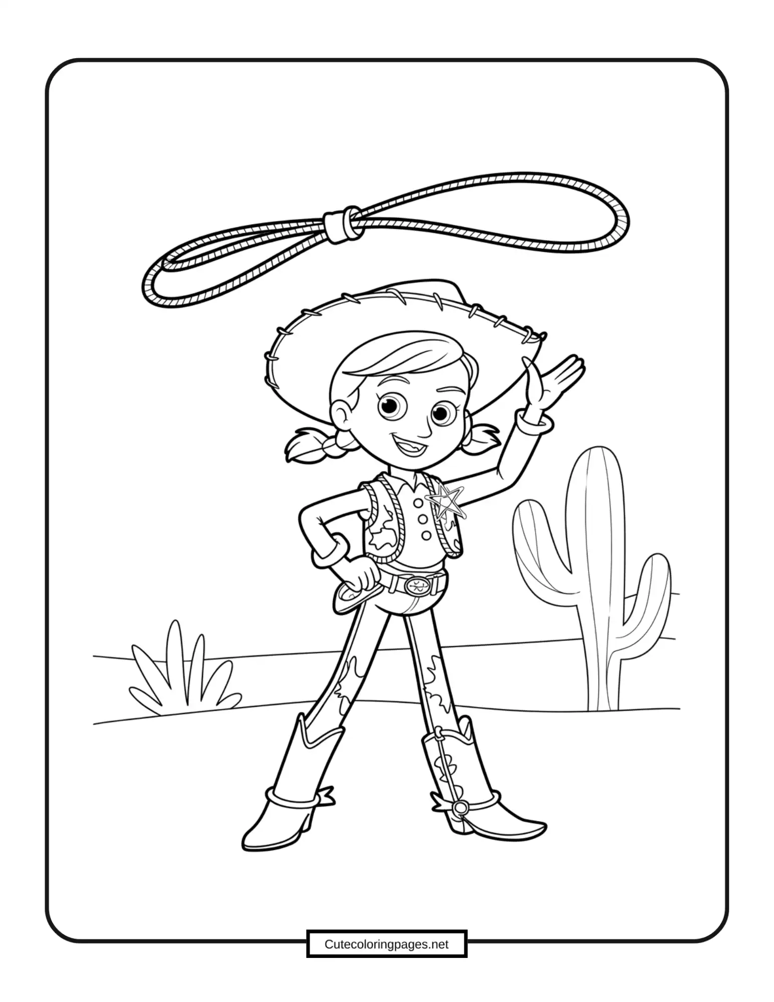 Jessie from Toy Story – Jessie the cowgirl waving with her hat in the air