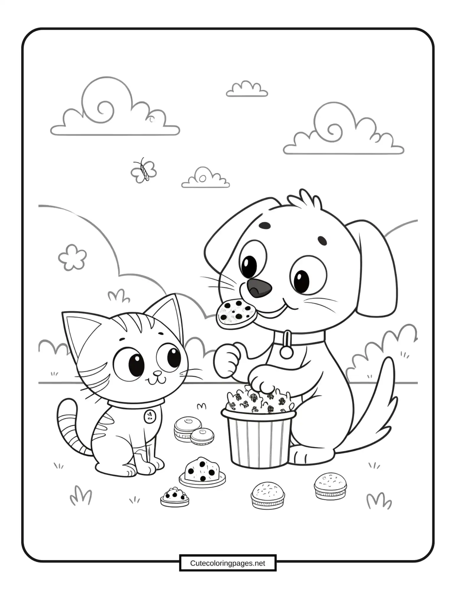 Kitten offering cupcakes and sweets – sharing and kindness activity