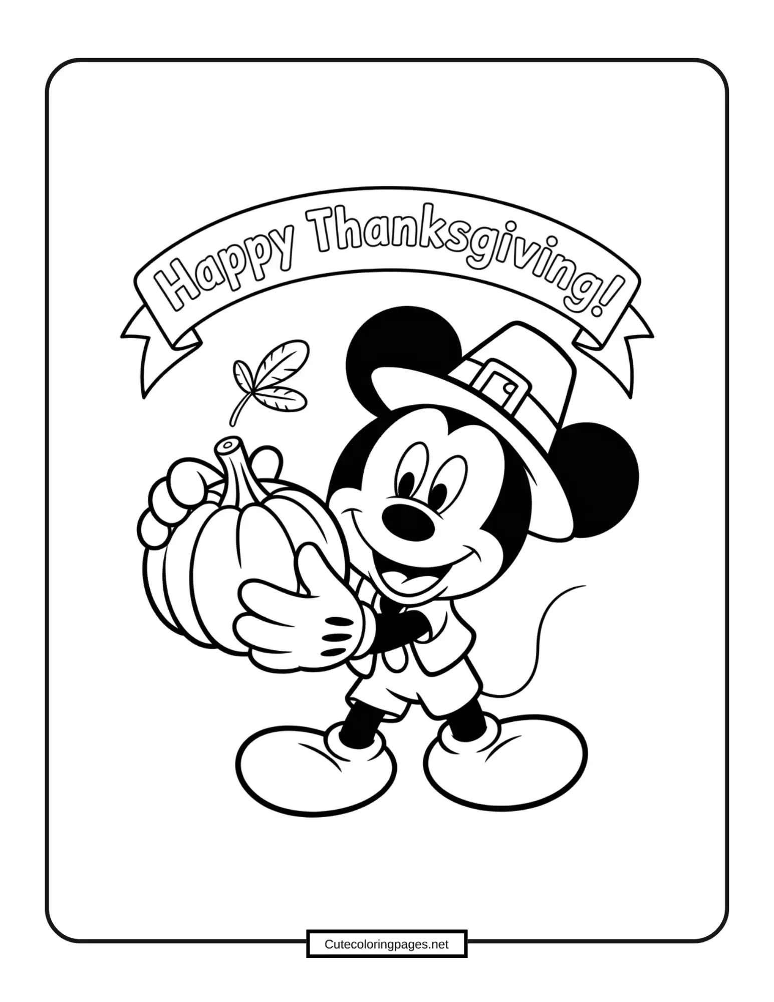 Mickey Mouse Thanksgiving – Mickey Mouse with autumn leaves and Thanksgiving pie
