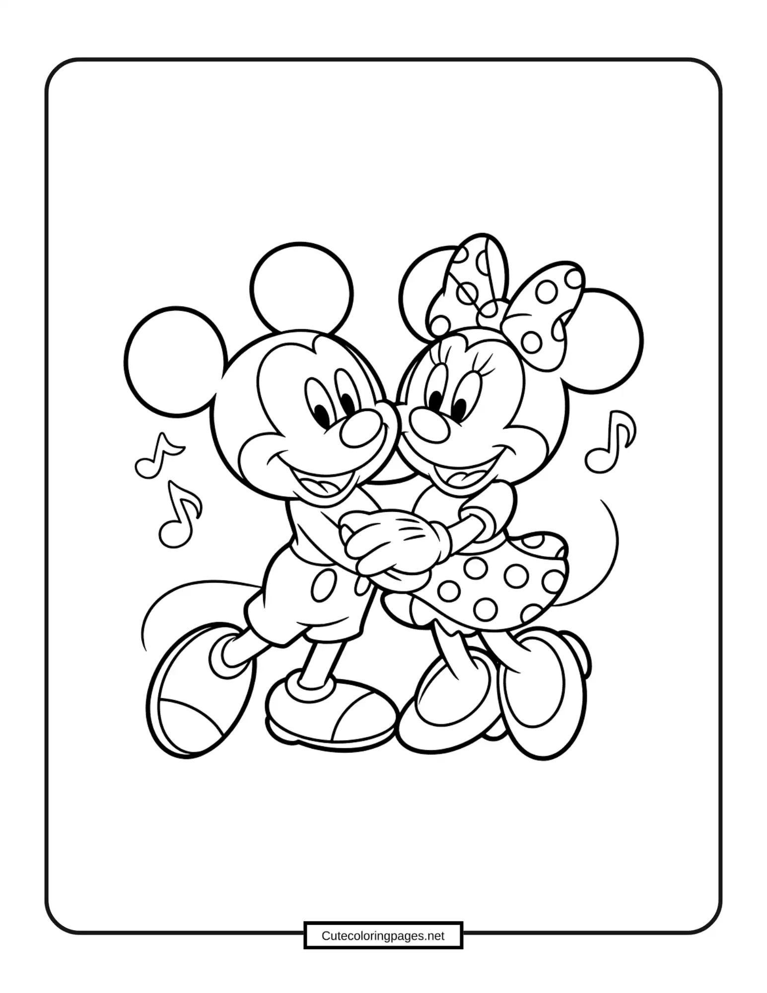 Mickey and Minnie Dancing – Mickey and Minnie dancing together in a happy moment