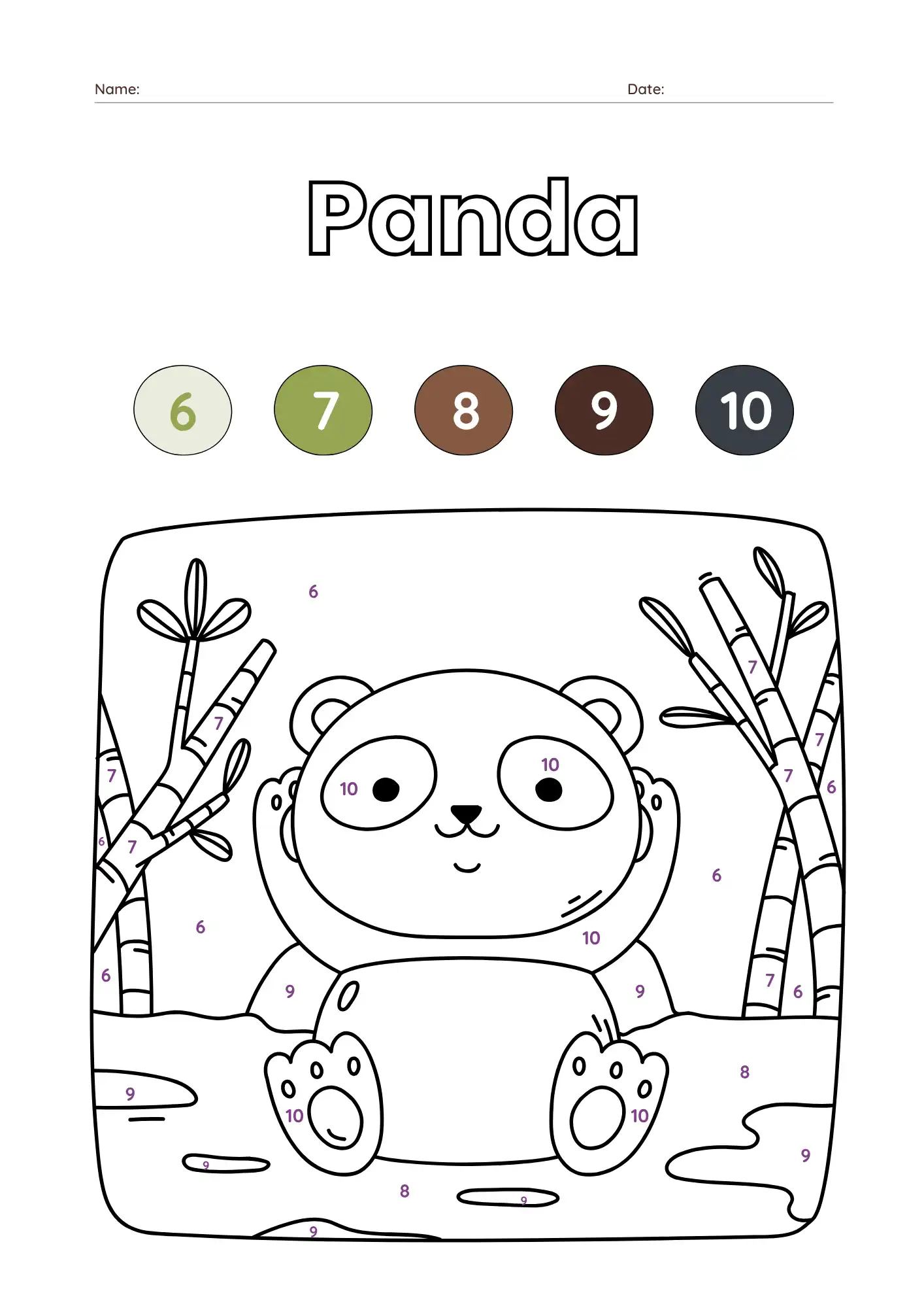 Panda Animal Color by Number