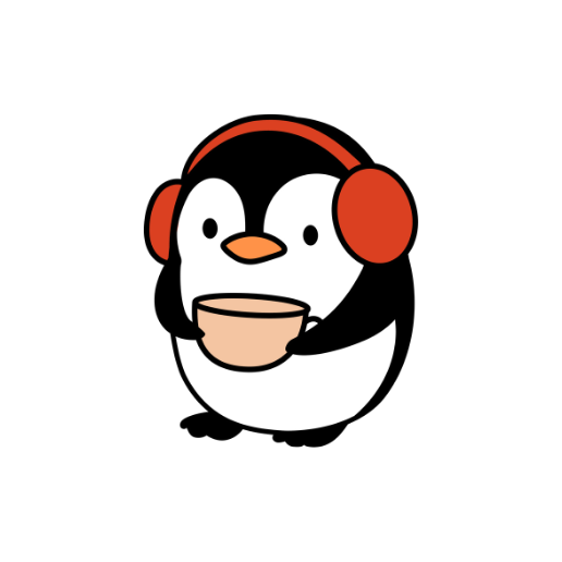chill penguin enjoying coffee drawing