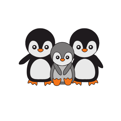 parent and baby penguin family sketch easy for kids