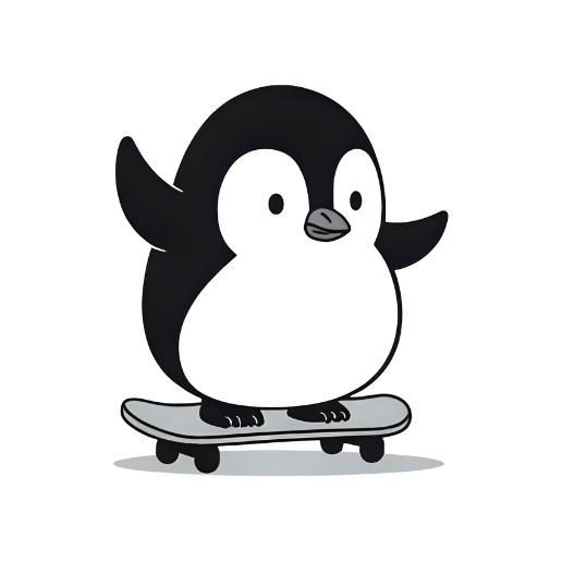 skateboarding penguin fun drawing for kids