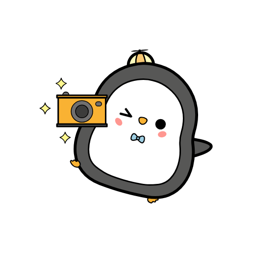 penguin taking a photo - drawing idea with camera