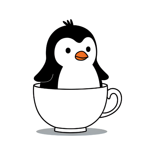 baby penguin inside a tea cup drawing idea