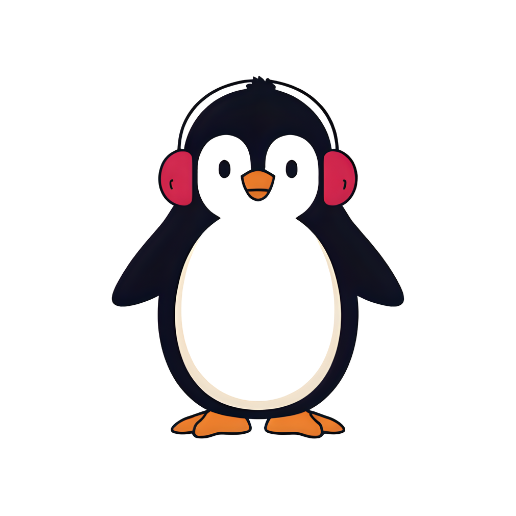 winter penguin wearing earmuffs drawing