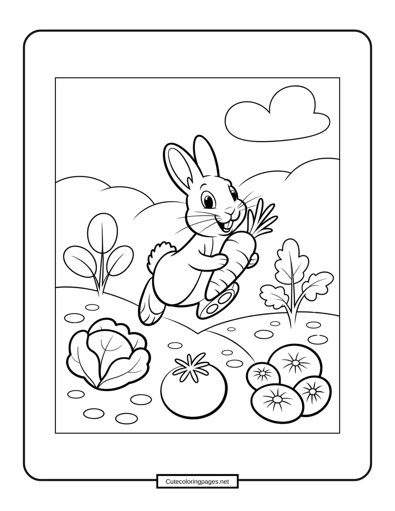 Peter Rabbit with a Carrot Coloring Page