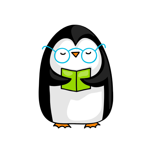 professor penguin with glasses school-themed drawing