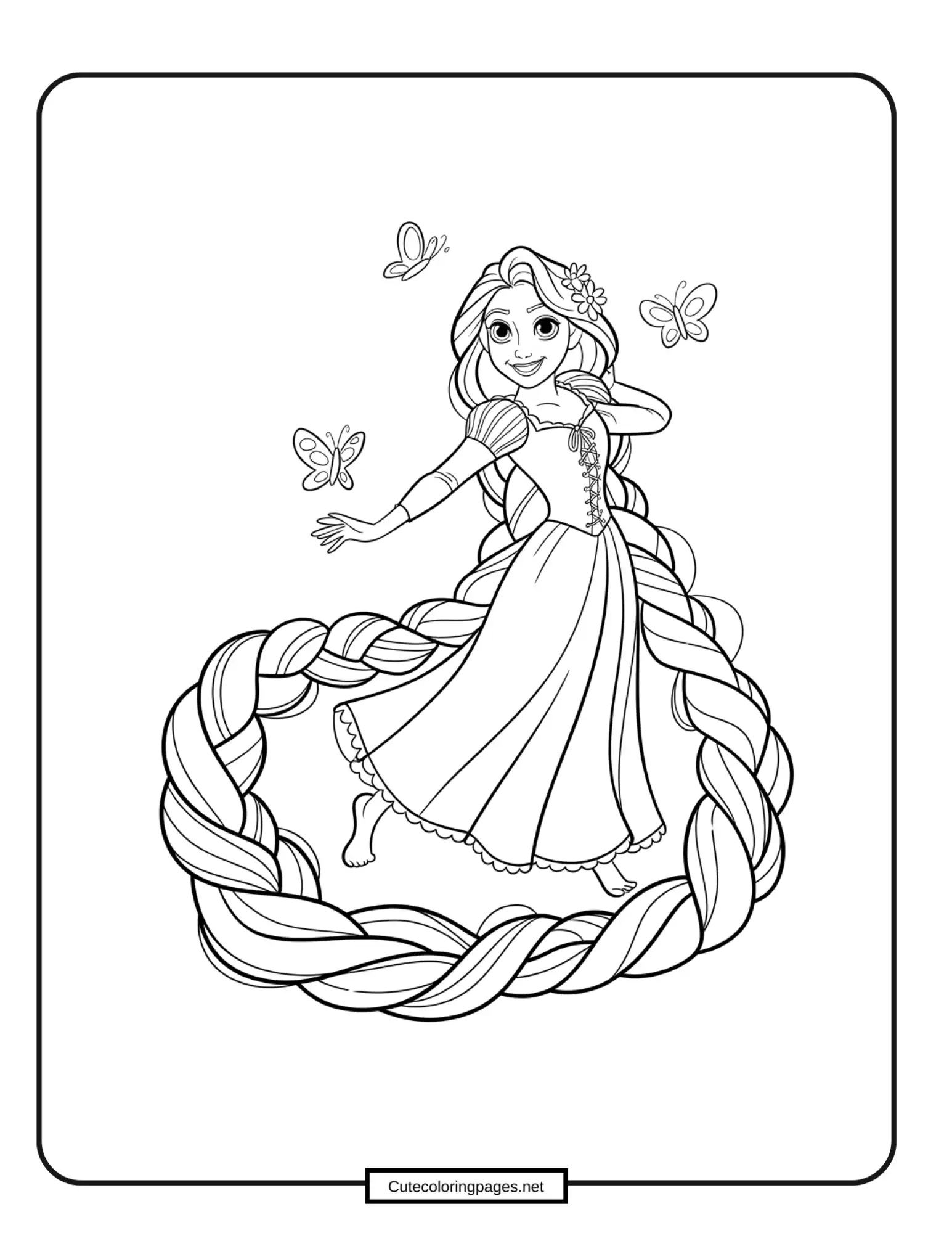 Rapunzel from Tangled – Rapunzel with long braided hair and a dreamy expression