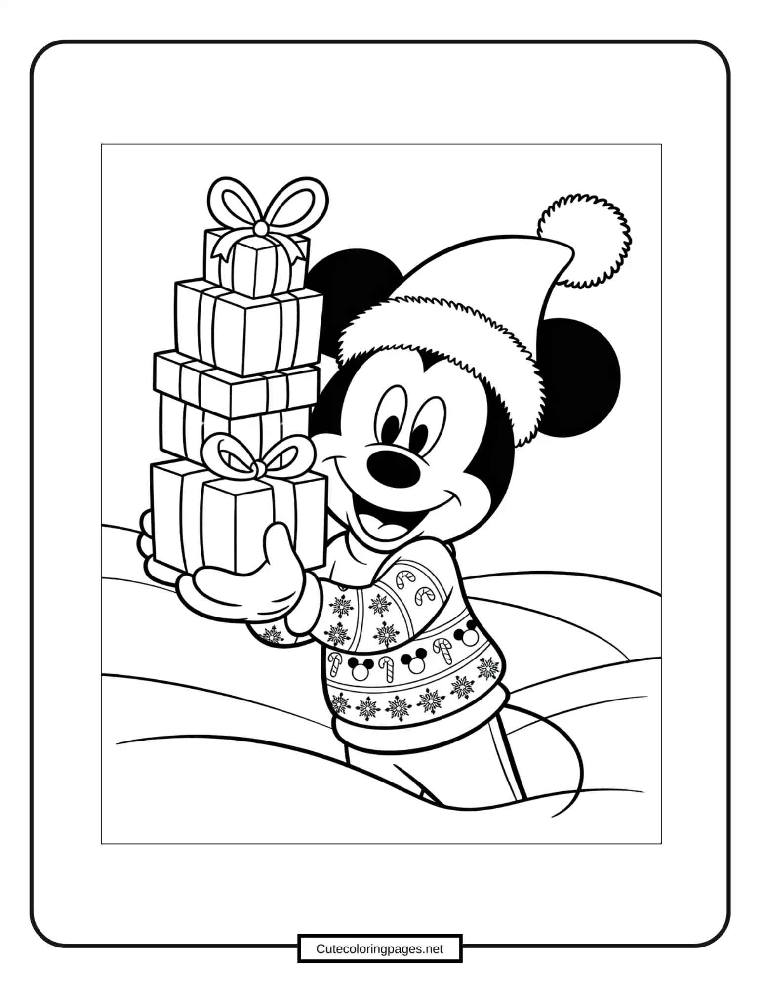 Santa Mickey Coloring Page