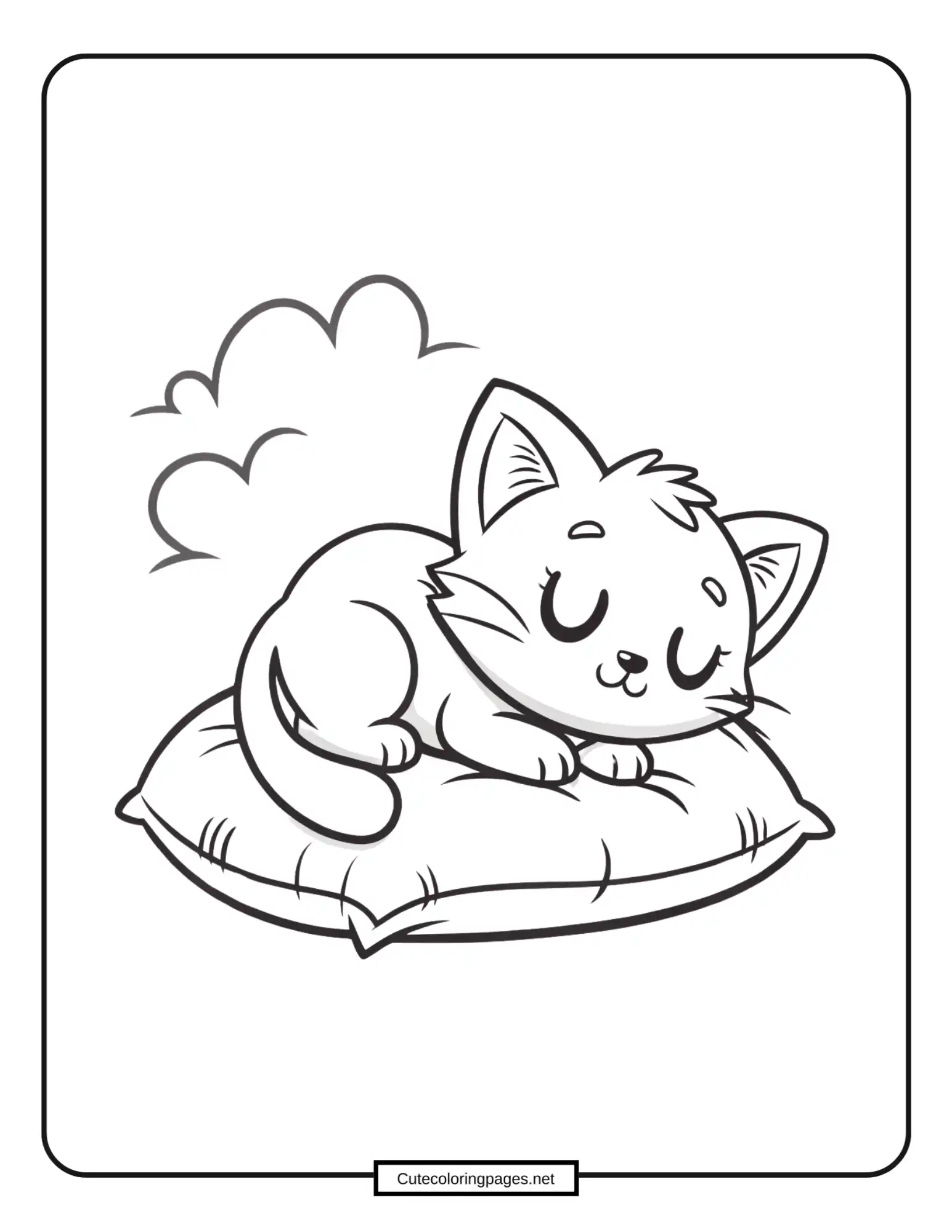 Sleepy Kitten Coloring Page
