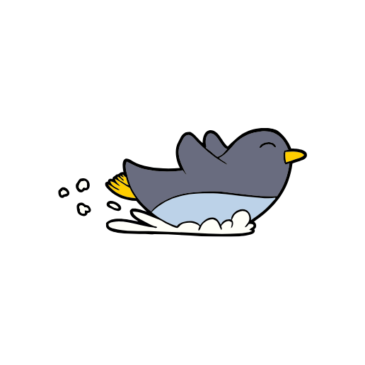 penguin sliding on ice belly-first action sketch