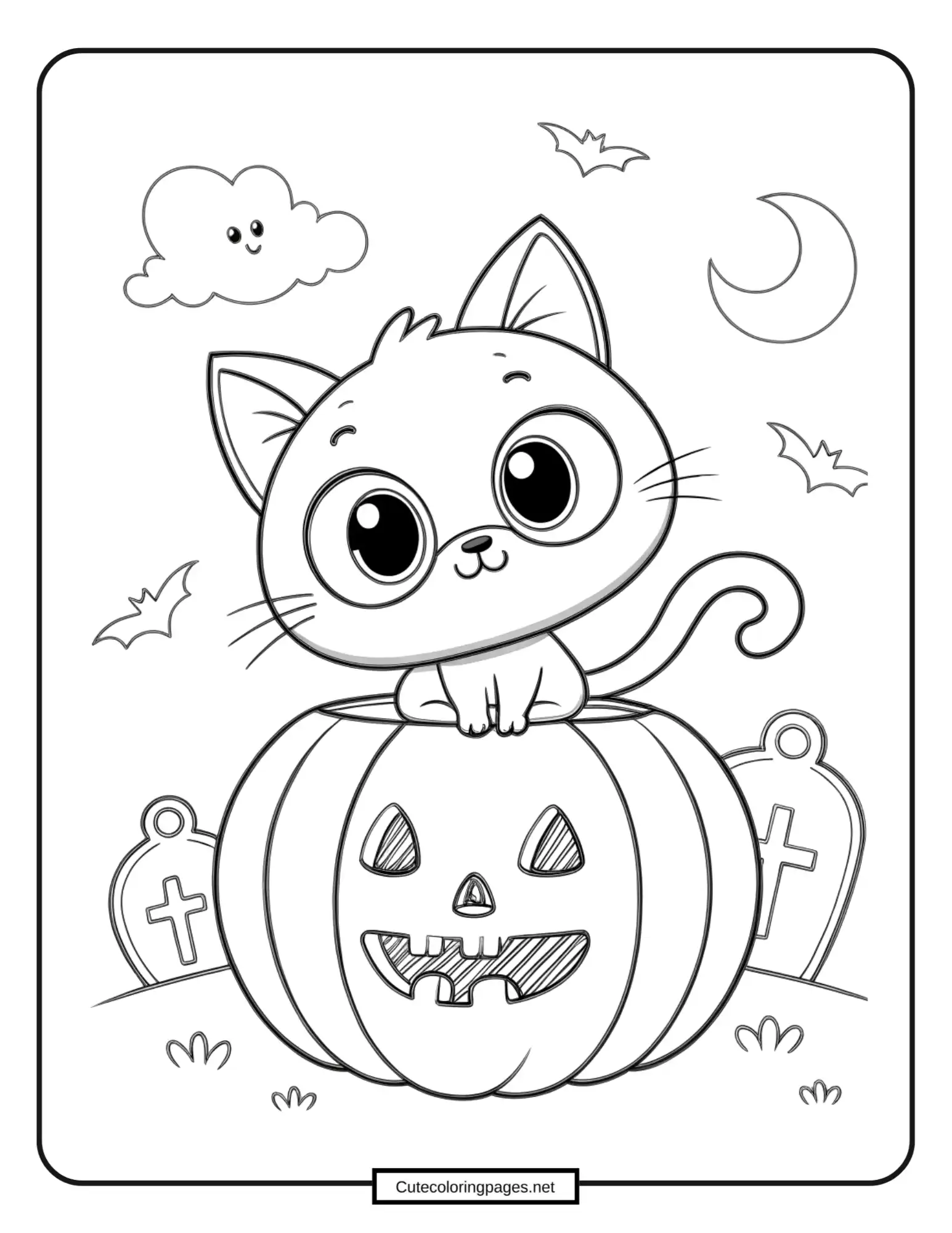 Spooky Kitten Coloring Page