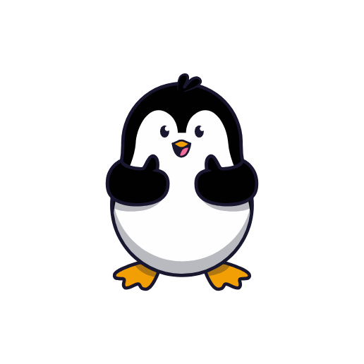 penguin giving thumbs up confident pose drawing