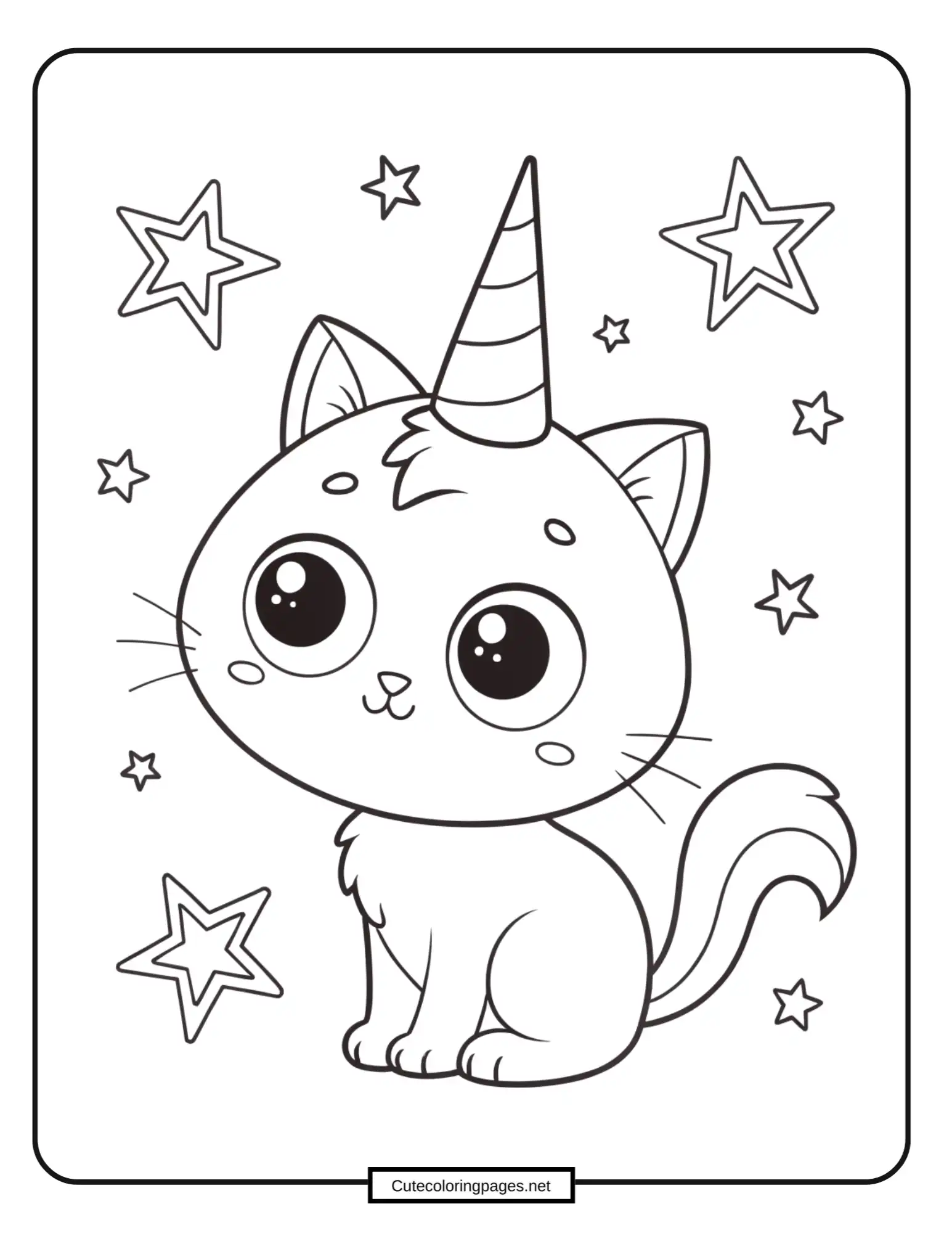 Unicorn Kitten Coloring Page