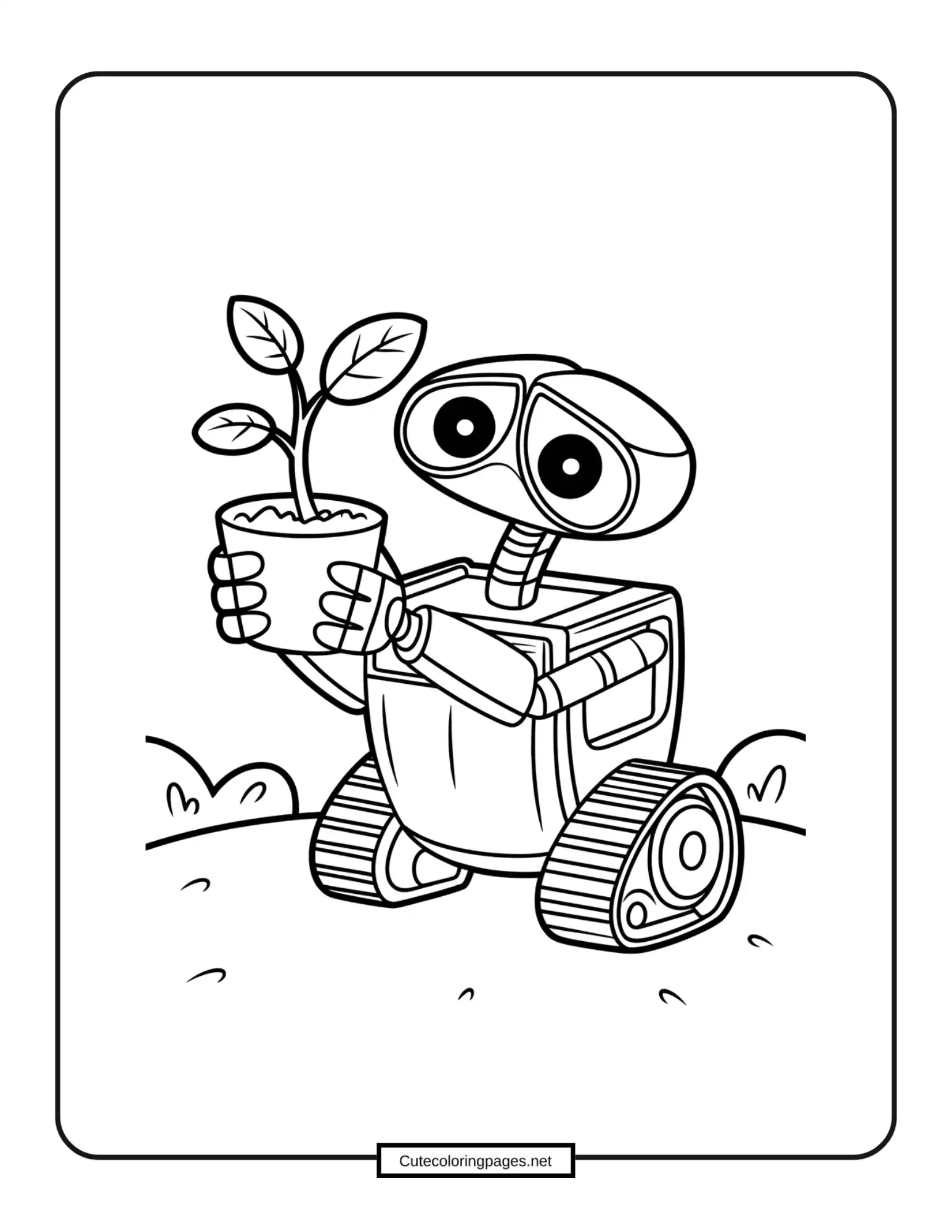 Wall-E holding a plant – Wall-E holding a small green plant in a boot