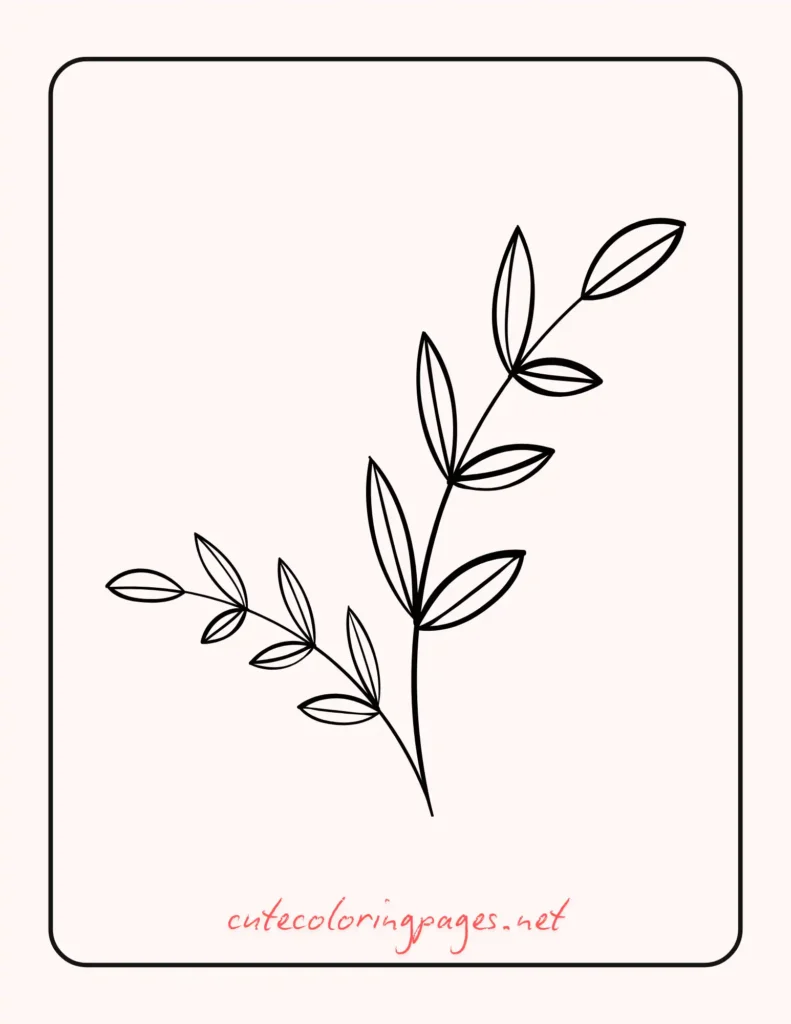Scandinavian-style branch with alternating minimalist leaves