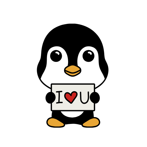 i wuv you cute penguin sketch for valentine art