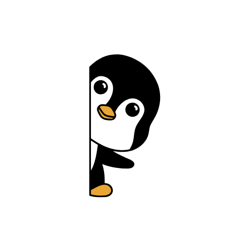 peek-a-boo penguin hiding behind the wall 