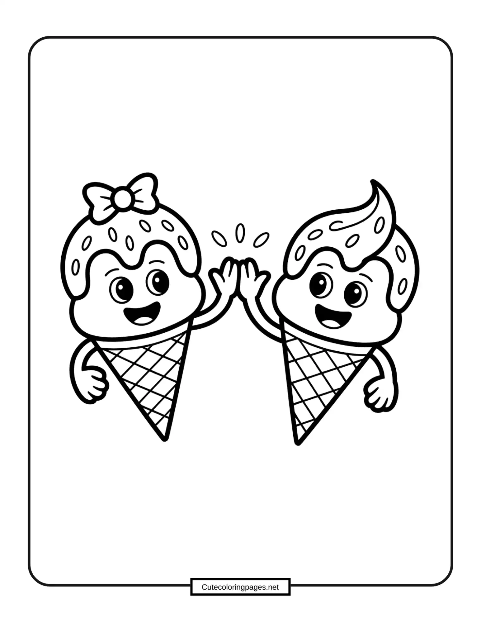 Two best friend Ice Cream Coloring Pages