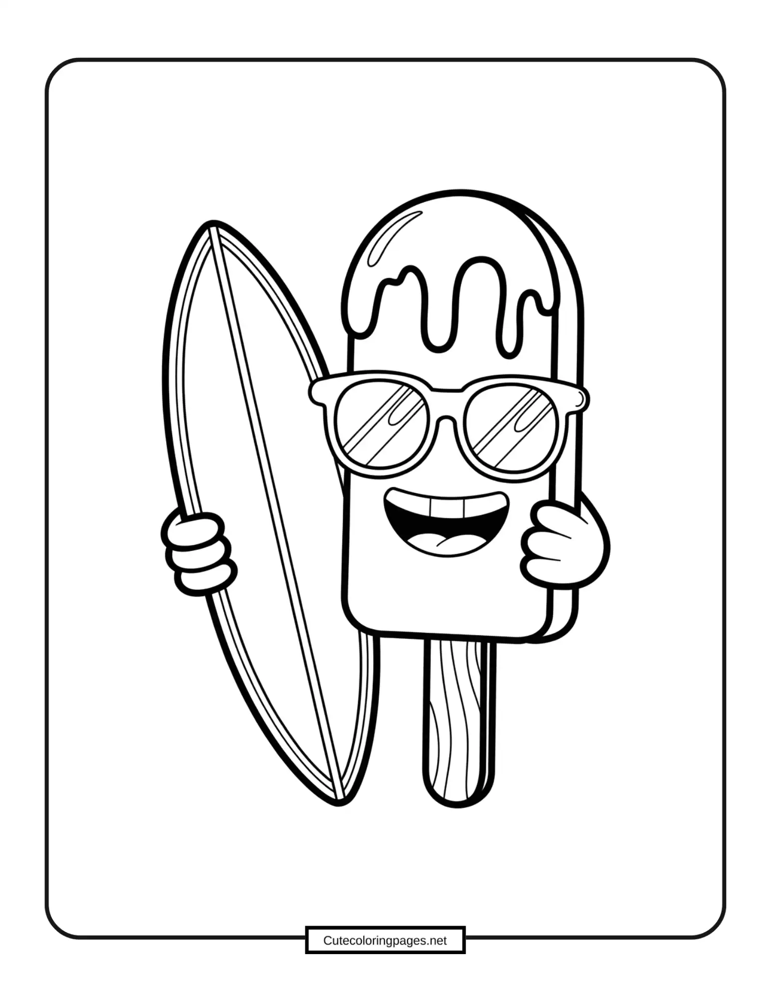 Popsicle with Sunglasses Ice Cream Coloring Pages