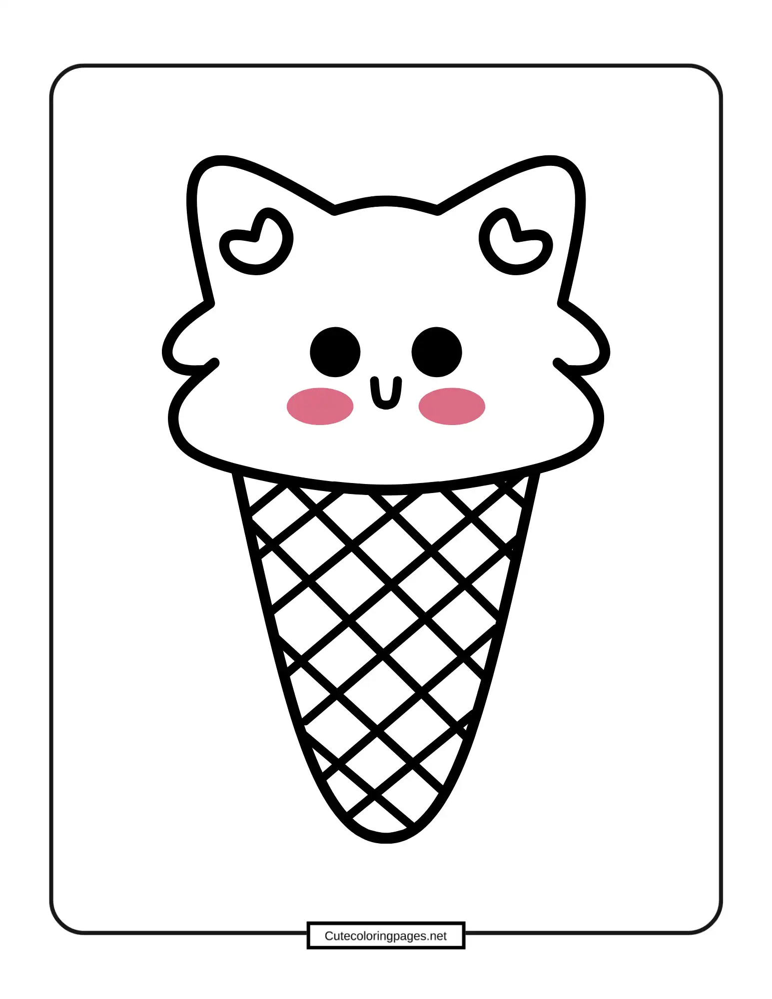 Basic simple ice cream cone, easy printable coloring sheet