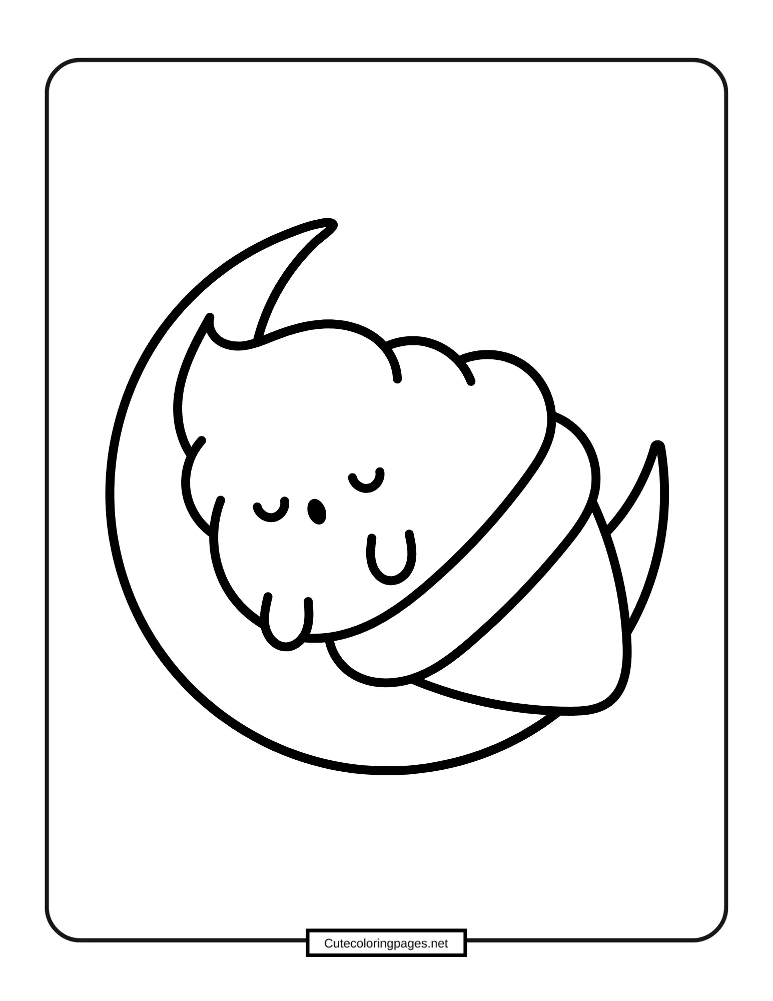 Baby Ice Cream Sleeping on Moon Color Page
