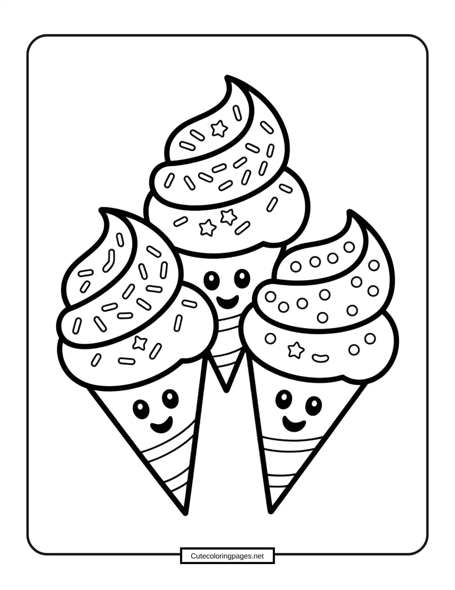 Three Flavoured Icecream Cones