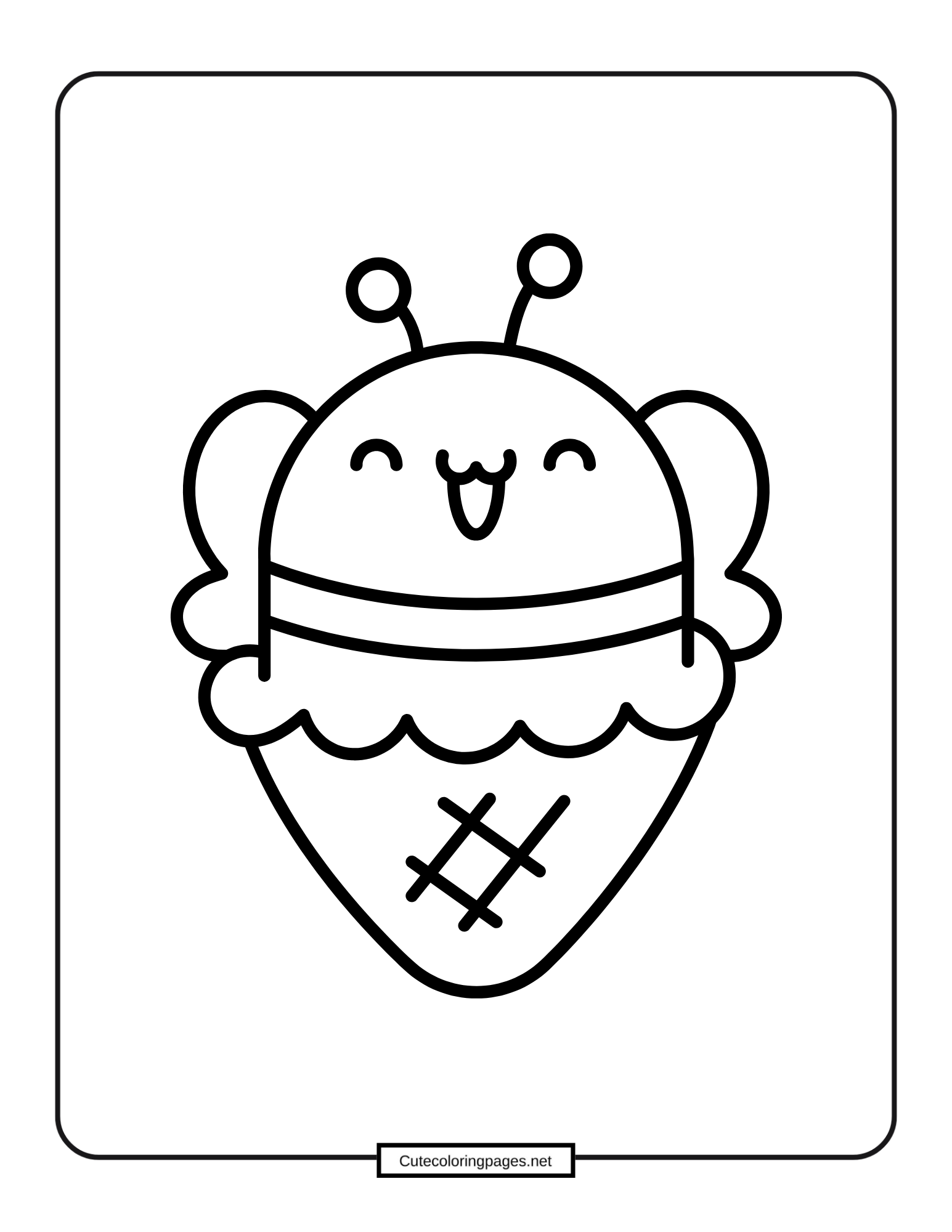 Very Cute Ice Cream Coloring Page